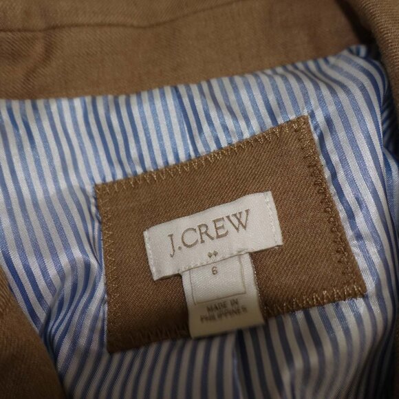 J. Crew Women's Schoolboy 2 Button Blazer Jacket Size 6 Brown Wool Blend 92480 - Picture 5 of 8